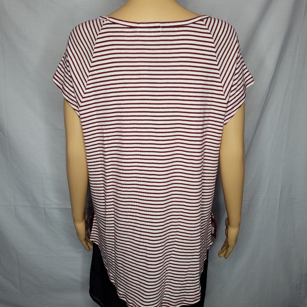MAEVE by ANTHROPOLOGIE RED STRIPED FLORAL TOP EUC MEDIUM - Picture 4 of 7